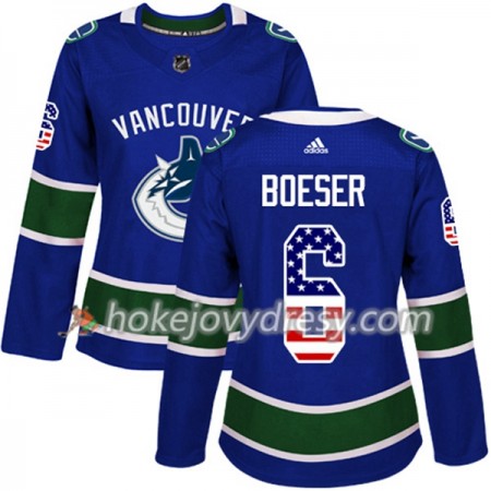 Dámské Hokejový Dres Vancouver Canucks Brock Boeser 6 2017-2018 USA Flag Fashion Modrá Adidas Authentic
